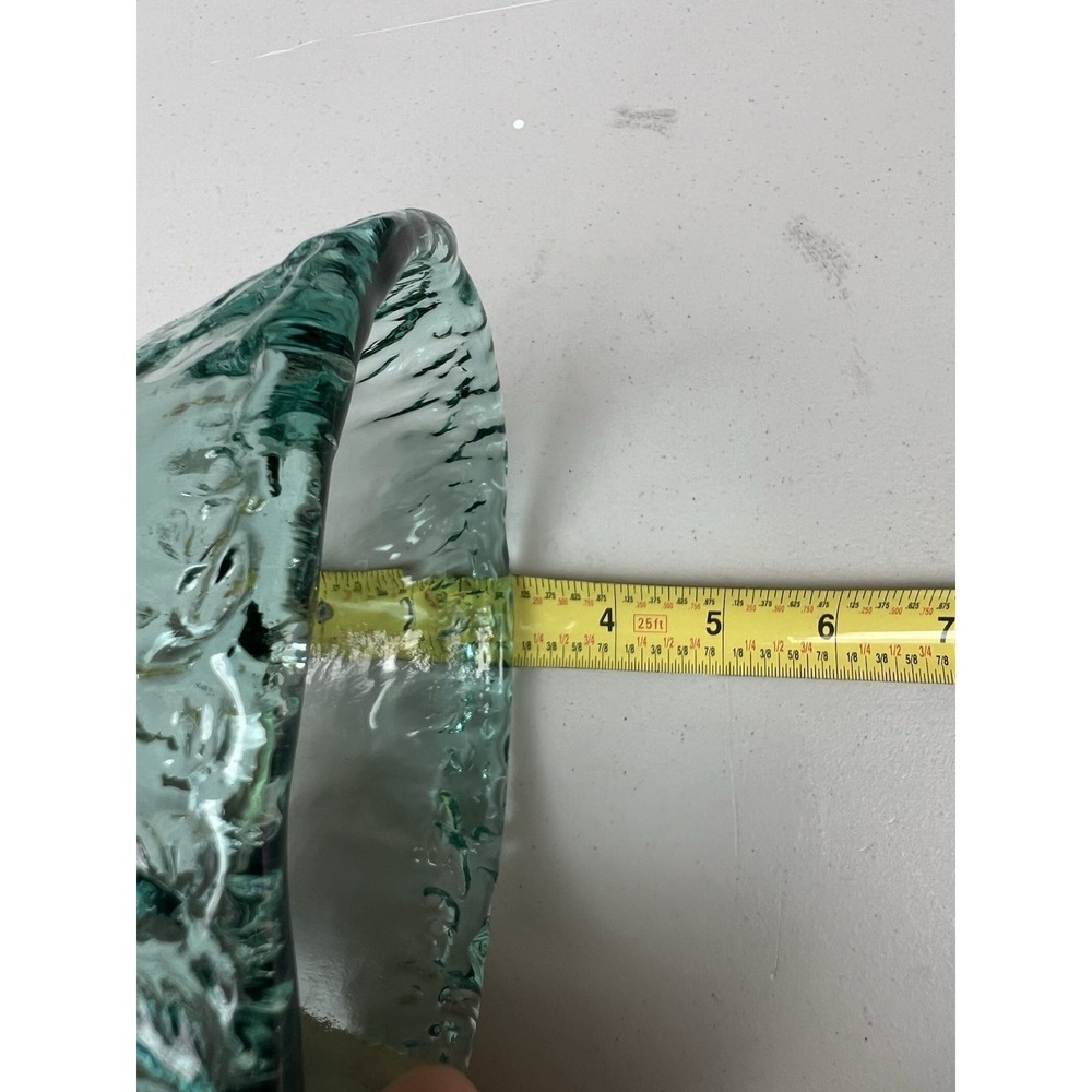 Hand Blown Recycled Glass Bowl Aqua Blue Green Bubble Artisan 6" Handmade - Picture 6 of 14